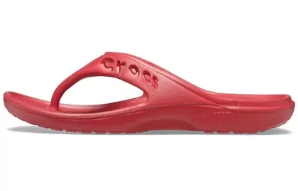 Crocs Baya Chinelos planos casuais minimalistas vermelhos 11999-6EN