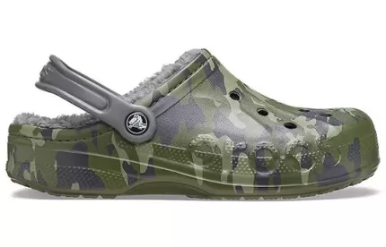 Crocs Baya Lined Clog Impressão de lã forrada chinelos camuflados unissex