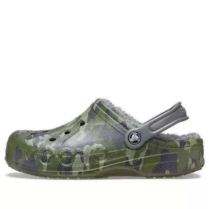 Crocs Baya Lined Clog Impressão de lã forrada chinelos camuflados unissex
