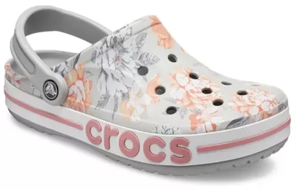 Crocs Bayaband Beach cinza claro Flores Sandálias