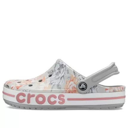 Crocs Bayaband Beach cinza claro Flores Sandálias