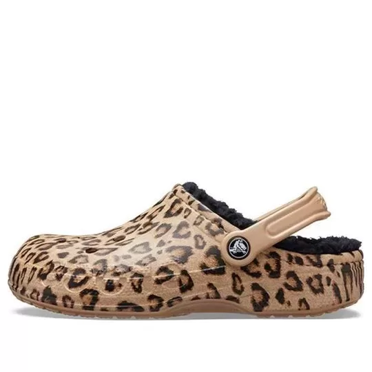 Crocs Chinelos Baya forrados com estampa de leopardo