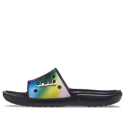 Crocs Chinelos coloridos casuais unissex multicoloridos pretos