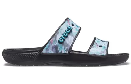 Crocs Classic Chinelos casuais unissex azuis pretos