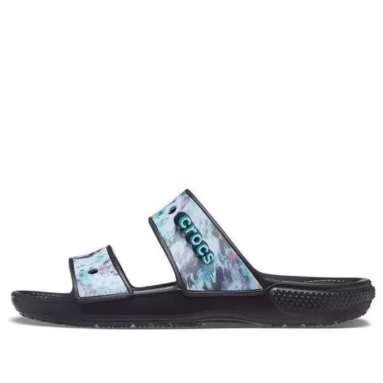 Crocs Classic Chinelos casuais unissex azuis pretos