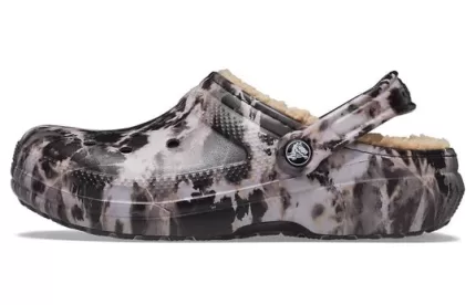 Crocs Classic Corante alvejante forrado Clogs ‘Preto Branco Bege’