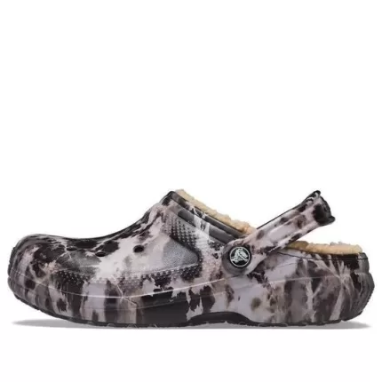 Crocs Classic Corante alvejante forrado Clogs ‘Preto Branco Bege’