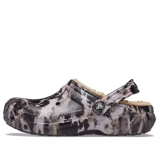 Crocs Classic Corante alvejante forrado Clogs ‘Preto Branco Bege’