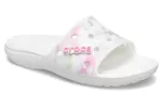 Crocs Classic Corante descolorante Slides ‘Rosa Branco’