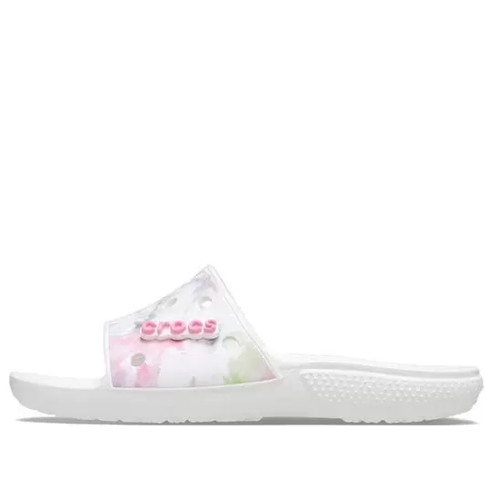 Crocs Classic Corante descolorante Slides ‘Rosa Branco’