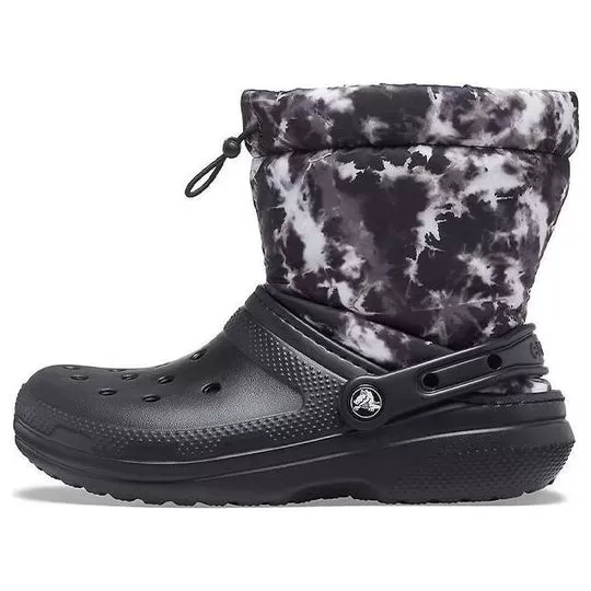 Crocs Classic Forrado Neo Puff Tie Dye Boots ‘Preto Branco’