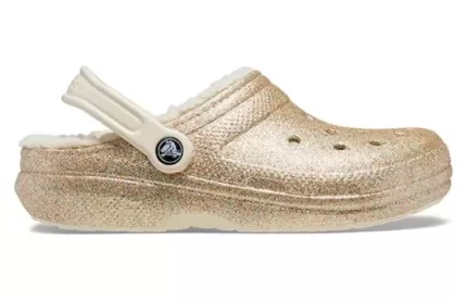 Crocs Classic Forrado com glitter Clogs ‘Ouro Branco’
