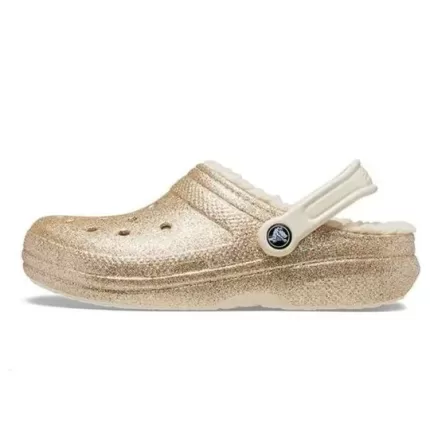 Crocs Classic Forrado com glitter Clogs ‘Ouro Branco’
