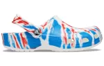 Crocs Classic Padrão Resistente ao Desgaste Antiderrapante Esportivo Unissex Branco Azul Vermelho Sandálias ‘White Blue Red’