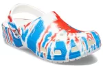 Crocs Classic Padrão Resistente ao Desgaste Antiderrapante Esportivo Unissex Branco Azul Vermelho Sandálias ‘White Blue Red’