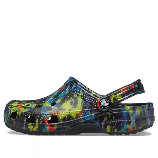 Crocs Classic Padrão Tie Dye Crocs Praia Unissex Denim Azul Sandálias