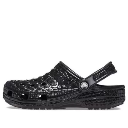 Crocs Classic Pele de crocodilo metálica Clogs ‘Preto’