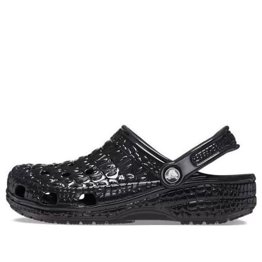 Crocs Classic Pele de crocodilo metálica Clogs ‘Preto’