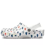 Crocs Classic Sandálias Impressão Tamanco Branco Azul