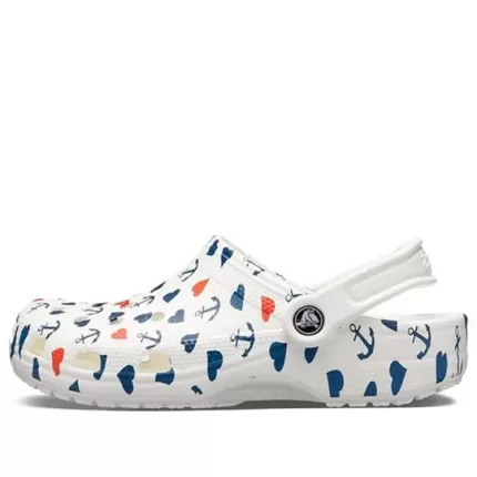 Crocs Classic Sandálias Impressão Tamanco Branco Azul