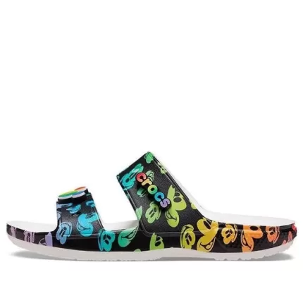 Crocs Classic Sapato casual Disney unissex multicolorido branco