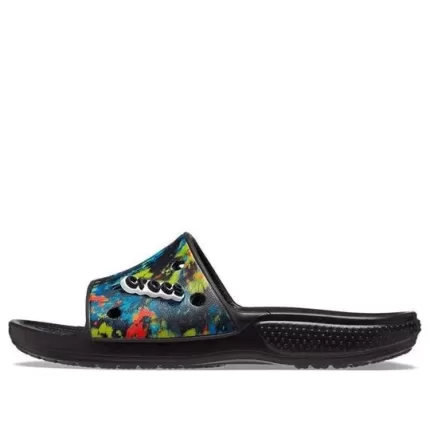 Crocs Classic Slide gráfico tie-dye ‘Preto’