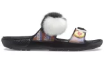 Crocs Classic Sola macia aconchegante e salto plano chinelos esportivos unissex pretos