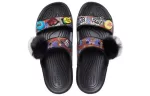 Crocs Classic Sola macia aconchegante e salto plano chinelos esportivos unissex pretos