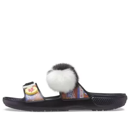 Crocs Classic Sola macia aconchegante e salto plano chinelos esportivos unissex pretos