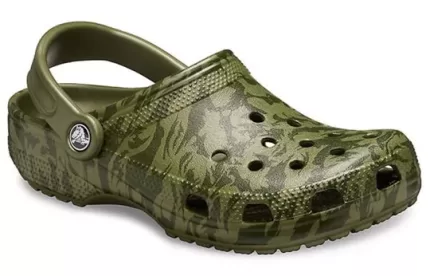 Crocs Classic Tamanco Impressão Camuflada Praia Sandálias Verde Exército