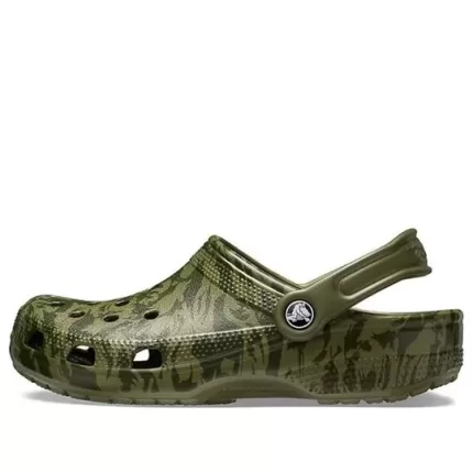 Crocs Classic Tamanco Impressão Camuflada Praia Sandálias Verde Exército