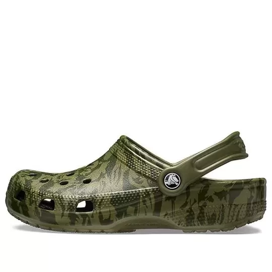 Crocs Classic Tamanco Impressão Camuflada Praia Sandálias Verde Exército