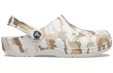 Crocs Classic Tamanco Impressão Camuflada Sandálias de Praia Camuflada Branca Unissex