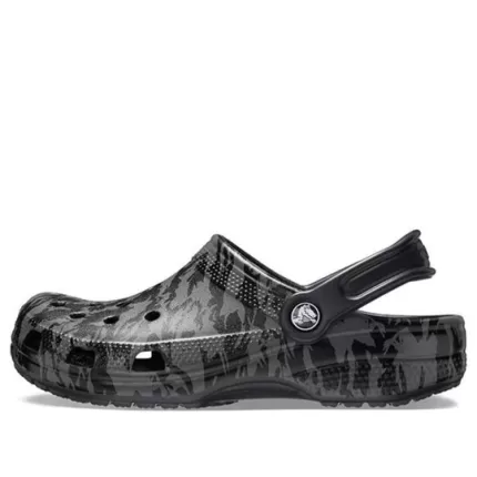 Crocs Classic Tamanco Impressão Camuflada Sandálias de Praia Pretas Unissex