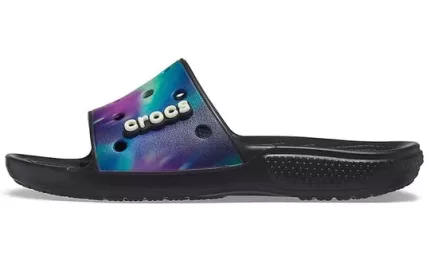 Crocs Classic Tamanco Sapato casual unissex multicolorido preto