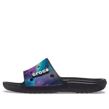 Crocs Classic Tamanco Sapato casual unissex multicolorido preto