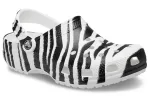 Crocs Classic Tamanco animal Impressão Sandálias de Praia Preto Branco