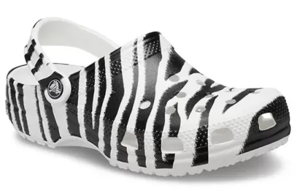 Crocs Classic Tamanco animal Impressão Sandálias de Praia Preto Branco