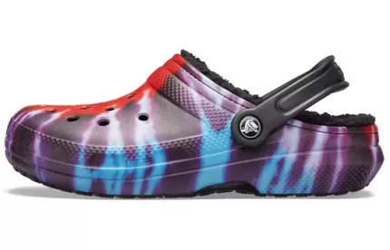 Crocs Classic Tie Dye Fique Quente e Aconchegante Crocs Chinelos Esportivos Unissex Roxo Vermelho