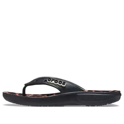Crocs Classic chinelos unissex com estampa de leopardo ‘Black Leopard’