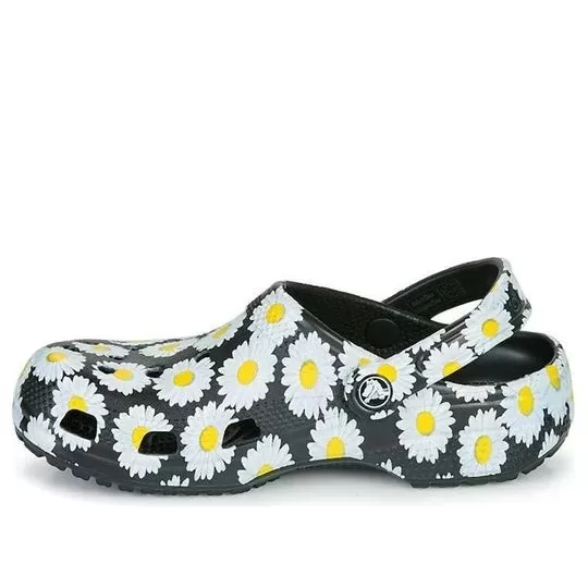 Crocs Classic clo margarida Full Print Sandálias Unissex Pretas