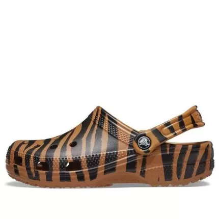 Crocs Classic tamanco Animal Printing Beach Tiger Stripes Sandálias Amarelas