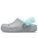 Crocs Classic tamanco Stay Warm Fleece Forrado Sapato Unissex Cinza Azul