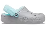 Crocs Classic tamanco Stay Warm Fleece Forrado Sapato Unissex Cinza Azul