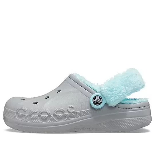 Crocs Classic tamanco Stay Warm Fleece Forrado Sapato Unissex Cinza Azul