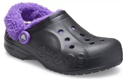 Crocs Correia Fuzz forrada Baya Clogs ‘Preto Roxo’ 20663309V