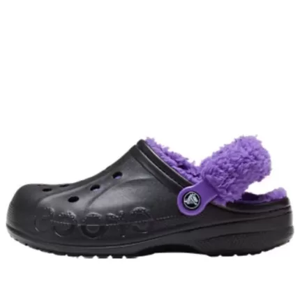 Crocs Correia Fuzz forrada Baya Clogs ‘Preto Roxo’ 20663309V