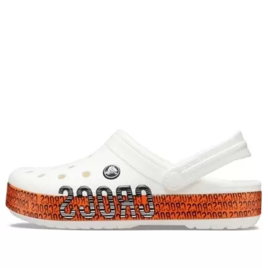 Crocs Crocband Logo Motion Clog Unissex Branco Laranja Sandálias ‘White Orange’
