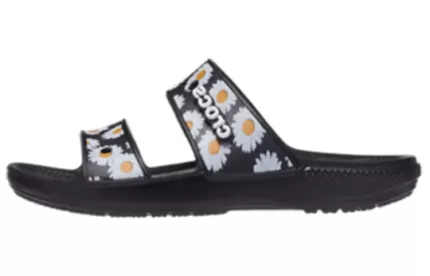 Crocs Daisy Leve Chinelos Esportivos Resistentes ao Desgaste Unissex Preto Branco