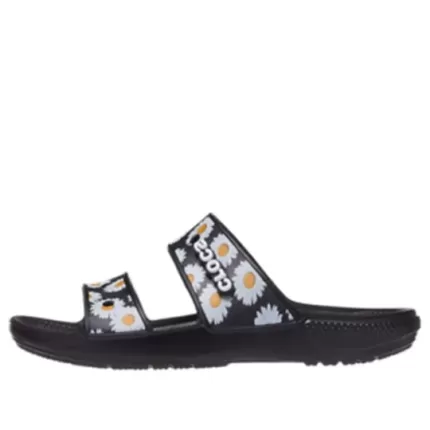 Crocs Daisy Leve Chinelos Esportivos Resistentes ao Desgaste Unissex Preto Branco